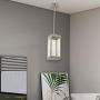 MELUCEE Outdoor Mini Pendant Lights for Porch 1-Light Brushed Nickel, Dining Room Light with Glass Modern Light Fixture Ceiling Hanging for Hallway Stairway Kitchen Island