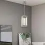 MELUCEE Outdoor Mini Pendant Lights for Porch 1-Light Brushed Nickel, Dining Room Light with Glass Modern Light Fixture Ceiling Hanging for Hallway Stairway Kitchen Island