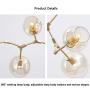 LUOLAX Modern Pendant Light Glass Chandelier with 6 Lights Fixture Hanging Flush Mount