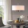 Hampton Hill MPS150-0066 Broderick 6 Modern Chandeliers-Metal, Fabric Shade Pendant Ligthing Lamp Ceiling Dining Lighting Fixtures Hanging, See Below, White/Silver