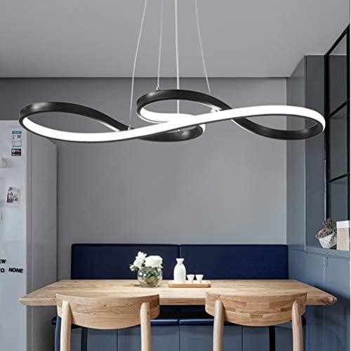 LED Chandelier Dining Room Island Ceiling Pendant Light Dimmable 3000K-6500K Remote Acrylic Half Flush Mount Lighting Fixtures, Modern Designer Height Adjustable Bedroom Living Room Decor Hanging Lamp