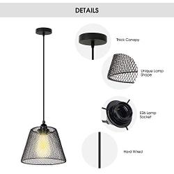 Vintage Black Pendant Light Fixture Industrial Pendant Lighting Adjustable Hanging Lights E26 Base for Bedroom Living Dinning Room Kitchen Sink