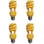 13W Yellow CFL Spiral Bug Light Bulb, 60W Equivalent, Outdoor, E26 Medium Base, 120V, UL Listed (Pack of 4)