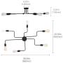 PUMING 6 Lights Ceiling Light Fixture,Semi-Flush Mount Black Metal Sputnik Chandelier for Home Bar Hotel Restaurant