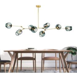 Modern Molecular Chandelier, E26 Nordic Bubble Ball Rotating Ceiling Light with Glass Lampshade, Pendant Lighting Rod Fixtures for Living Dining Room Bedroom Bar (Gold, 8 Lights)