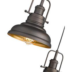 Zeyu 3-Light Pendant Light, Industrial Farmhouse Hanging Light for Kitchen Dining Room, Oil Rubbed Bronze Finish with Metal Shade, 016-3 ORB