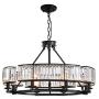 Siljoy Luxury Round Crystal Chandelier Modern LED Dimmable 8-Lights Pendant Lighting Vintage Flush Mount Black Ceiling Fixture for Dining Room Kitchen Entryway, Dia 31.5''