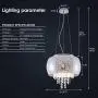 Crystal  Modern Pendant Light Grey Bubble Glass Shade Chandeliers Drum with Hanging Crystals for Hallway, Bedroom, Living Room, Kitchen, Dining Room,UL Listed, HUOYAN-LIGHTING