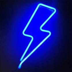 Orgrimmar Neon Light Lightning Bolt Blue LED Neon Signs Decorative Wall Light Battery and USB Powered Night Light for Bedroom, Bar, Wedding, Christmas Decoration (Blue)