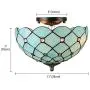 LITFAD Tiffany Style LED Ceiling Lamp Mediterranean Sea Blue Pattern 11 Inch Semi Flush Mount Ceiling Light Pendant Lighting for Dining Room Bedroom Hotel Corridor - 11'' (28 cm)