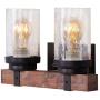 Anmytek Wall Lamp Wooden Wall Light Wall Sconce Fixture with Bubble Glass Shade (Two Lights) Anmytek Wall Lamp Wooden Wall Light Wall Sconce Fixture with Bubble Glass Shade (Two Lights)