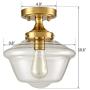 Brass Glass Ceiling Light Semi Flush Mount, Clear Glass 1-Light Shade Ceiling Light Fixture Edison Lights for Hallway Entryway Bedroom Dinning Room