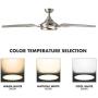 CO-Z 56 Modern Ceiling Fan with Lights and Remote, Industrial Ceiling Fans Brushed Nickel for Bedroom, Living Room, Dining Room, Silver Ceiling Fan Lights with 5 ABS Blades and 15W LED Light Kit