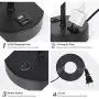 USB Table Lamp, Bedside Table Lamps with 2 USB Charging Ports, Metal Nightstand Lamp with Grey Lampshade, Black Lamps with AC Power Sockets for Bedroom, Living Room, Study Room (Set of 2)