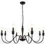 LynPon 8 Lights Farmhouse Chandelier Black Rustic Industrial Chandeliers Candle Ceiling Light Fixture for Living Dining Room Kitchen Island Foyer Bedroom Lighting