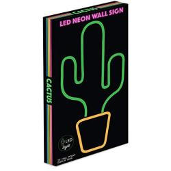 Isaac Jacobs 19” x 10” inch LED Neon Green Cactus with Yellow Planter Wall Sign for Cool Light, Wall Art, Bedroom Decorations, Home Accessories, Party, and Holiday Décor: Powered by USB Wire (Cactus)