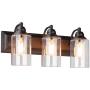 3-Light Vanity Light Fixture Modern Clear Glass Shades Lighting Black Dining Room Lighting Fixtures (3-Light)