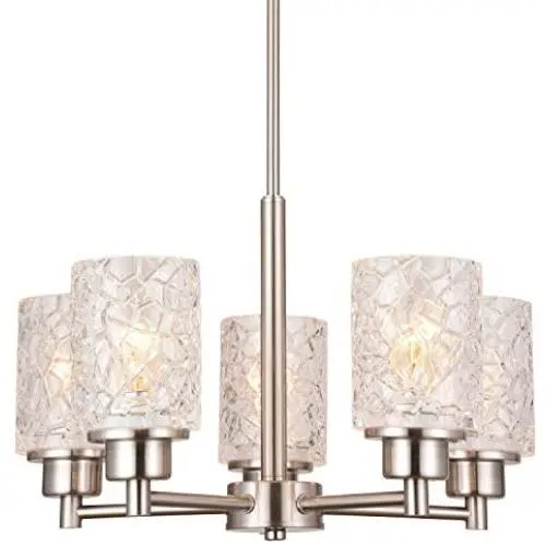 Alice House 18.1'' Dining Room Chandeliers, Brushed Nickel Contemporary Light Fixture for Foyer, Entrance and Living Room AL9082-H5