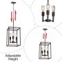 VINLUZ 3 Light 12 W Hall-Foyer Cage Pendant Light Lantern Iron Art Design Oil Rubbed Bronze Farmhouse Chandelier Ceiling Lighting for Kitchen Dining Room Entryway Foyer