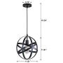 Black Industrial Vintage Metal Globe Ceiling Light Pendant Light, Changeable Hanging Light Chandelier Fixture for Kitchen Island Dining Table Bedroom Hallway.