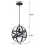 Black Industrial Vintage Metal Globe Ceiling Light Pendant Light, Changeable Hanging Light Chandelier Fixture for Kitchen Island Dining Table Bedroom Hallway.