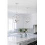 MOTINI 4-Light Silver Lantern Pendant Light Polished Nickel Finish Hanging Light Fixture Geometric Chandelier with Adjustable Chain Metal Cage Pendant Lighting for Kitchen Island Dining Room Foyer