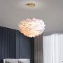 Maxax White Feather Chandelier Pendant Light Fixture with 3 Lights for Bedroom Kitchen Restaurant Living Room
