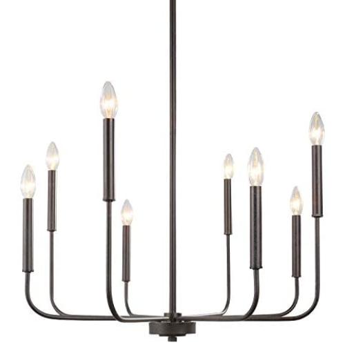 Dining Room Chandelier, Farmhouse Kitchen Island Lighting, 8-Light Modern Hanging Light Fixture, 26” Dia