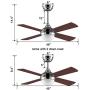 Ovlaim 48 Inch Ceiling Fan with Remote Control, DC Motor LED Light Ceiling Fan Modern 4 Wood Fan Blade Noiseless Reversible Motor, Indoor Ceiling Fan with 6 Speed ,Brown
