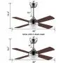 Ovlaim 48 Inch Ceiling Fan with Remote Control, DC Motor LED Light Ceiling Fan Modern 4 Wood Fan Blade Noiseless Reversible Motor, Indoor Ceiling Fan with 6 Speed ,Brown