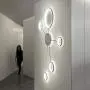 LITFAD Sputnik LED Flush Mount Ceiling Light Fixture with Ring Shade Post Modern Silicon Gel Ceiling Lamp Wall Light Fixtures in Black for Dinning Room Bedroom Living Room - White Light