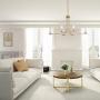 Gold Chandelier, Dining Room Chandelier with Clear Glass, Modern 6-Light Brass Hanging Light Fixture for Kitchen Island, Living Room, 36 inches