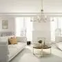 Gold Chandelier, Dining Room Chandelier with Clear Glass, Modern 6-Light Brass Hanging Light Fixture for Kitchen Island, Living Room, 36 inches