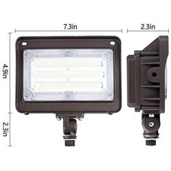 CINOTON 50W LED Flood Light Outdoor, IP65 Waterproof Led Flood Light with Knuckle Mount 6000 Lumen (400W Incandescent Equivalent) 5000K Daylight LED Flood Light for Yard Garage DLC&ETL Listed 2-Pack