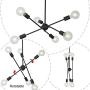 BONLICHT Sputnik Chandelier Lighting 6 Lights Black Chandelier Mid Century Pendant Light Vintage Industrial Kitchen Dining Room Ceiling Lighting Fixture for Bedroom Hallway Foyer Island Farmhouse
