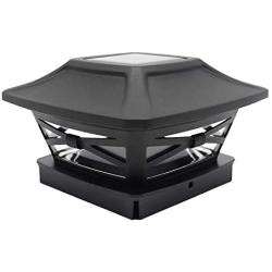 Davinci Renaissance Solar Post Cap Lights - Outdoor Lighting for 4x4 Wooden and Vinyl Posts - Bright Warm White LEDs - Slate Black (1 Pack)