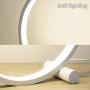 Modern Design 8W Led Table Reading Lamp Desk Light USB Cord, Aluminum Metal Circle Bedside Lamp Eye Caring Kids Study Light for Bedroom Nightstand Living Room White