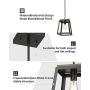 Eapudun Pendant Light Hanging Lantern Lighting Fixture, Industrial Retro Iron Chandelier Fixture for Kitchen and Dining Room, Matte Black&Wooden Finish, PDA1294-FBDT