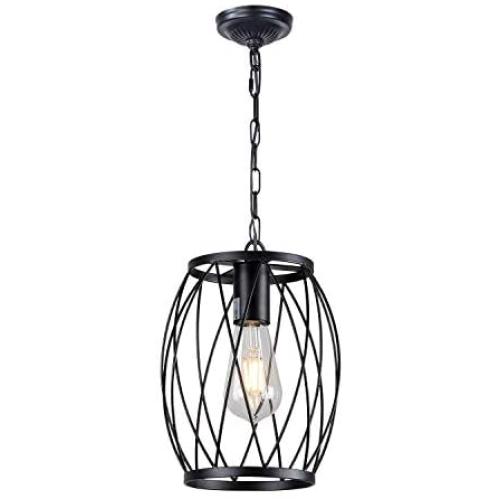 Infront 1 Light Hanging Lights Farmhouse Chandelier Black Light Fixture Modern Pendant Kitchen Lighting Dining Room Lighting Fixtures Hanging Lamp Semi Flush Mount Ceiling