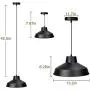 DLLT Industrial Pendant Light, Metal Pendant Light Fixture, E26 Adjustable Black Ceiling Hanging Fixture Lighting for Kitchen, Dining Room, Restaurant, Warehouse