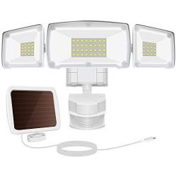 Solar Lights Outdoor, GSBLUNIE 1600LM 3 Adjustable Heads Dusk to Dawn Solar Motion Sensor Lights Outdoor,IP65 Waterproof Solar Flood Lights Outdoor Security Lights Detector for Yard,Garage,Front Door