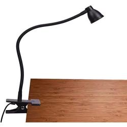 PSIVEN Clip on Light, Dimmable Clamp Desk Lamp (3000-6500K Adjustable Color Temperature, Eye Care, UL Listed AC Adapter) LED Clip Reading Light for Headboard, Bedside, Desk, Office, Workbench