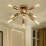 SGLfarmty Close to Ceiling Sputnik Chandelier Semi Flush Mount Mid-Century Light Fixtures Brushed Brass Lighting Ceiling Lamp for Bathroom Bedroom Dining Room Ceiling