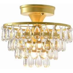 Tayanuc Modern Gold Chandelier Lighting Flush Mount Ceiling Light Fixture for Bedroom Livingroom Dining Room