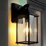 Outdoor Light Fixtures Wall Mount，Large Dusk to Dawn Led Outdoor Light Sensor Porch Light with E26 Base Socket,Waterproof Anti-Rust Wall Mount Lamp with Bulb for Doorway (Black, 12.9in)