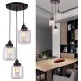 Modern Glass Pendant Lighting Matte Black Adjustable Suspension Retro Loft Pendant Lamp for Kitchen Island, Dining Room, Foyer, Farmhouse Hanging Light Fixture