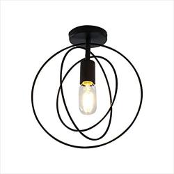 Modo Lighting Retro Industrial Flush Mount Ceiling Light Kids Ceiling Light Black Antique Metal Spherical Ceiling Lamp Light Fixture for Bedroom Hallway Stairway Porch (Black)