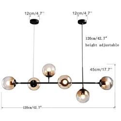 Modo Lighting Modern Ceiling Pendant Lighting Adjustable Chandelier 6-Light Lamp Globe Glass Hanging Light Fixture for Living Room Dining Room Bedroom
