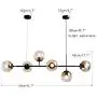 Modo Lighting Modern Ceiling Pendant Lighting Adjustable Chandelier 6-Light Lamp Globe Glass Hanging Light Fixture for Living Room Dining Room Bedroom