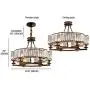 Siljoy Luxury Round Crystal Chandelier Modern LED Dimmable 6-Lights Pendant Lighting Vintage Flush Mount Ceiling Fixture for Dining Room Kitchen Entryway, Dia 25.6'', Brown